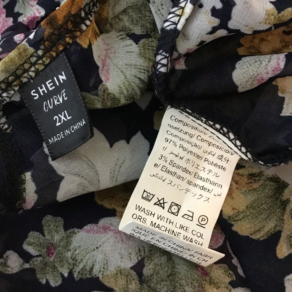 Floral open front black kimono robe duster very long floaty flowy sz 2XL - Picture 7 of 7